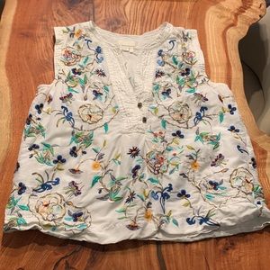 Anthropologie Embroidered Tank Top